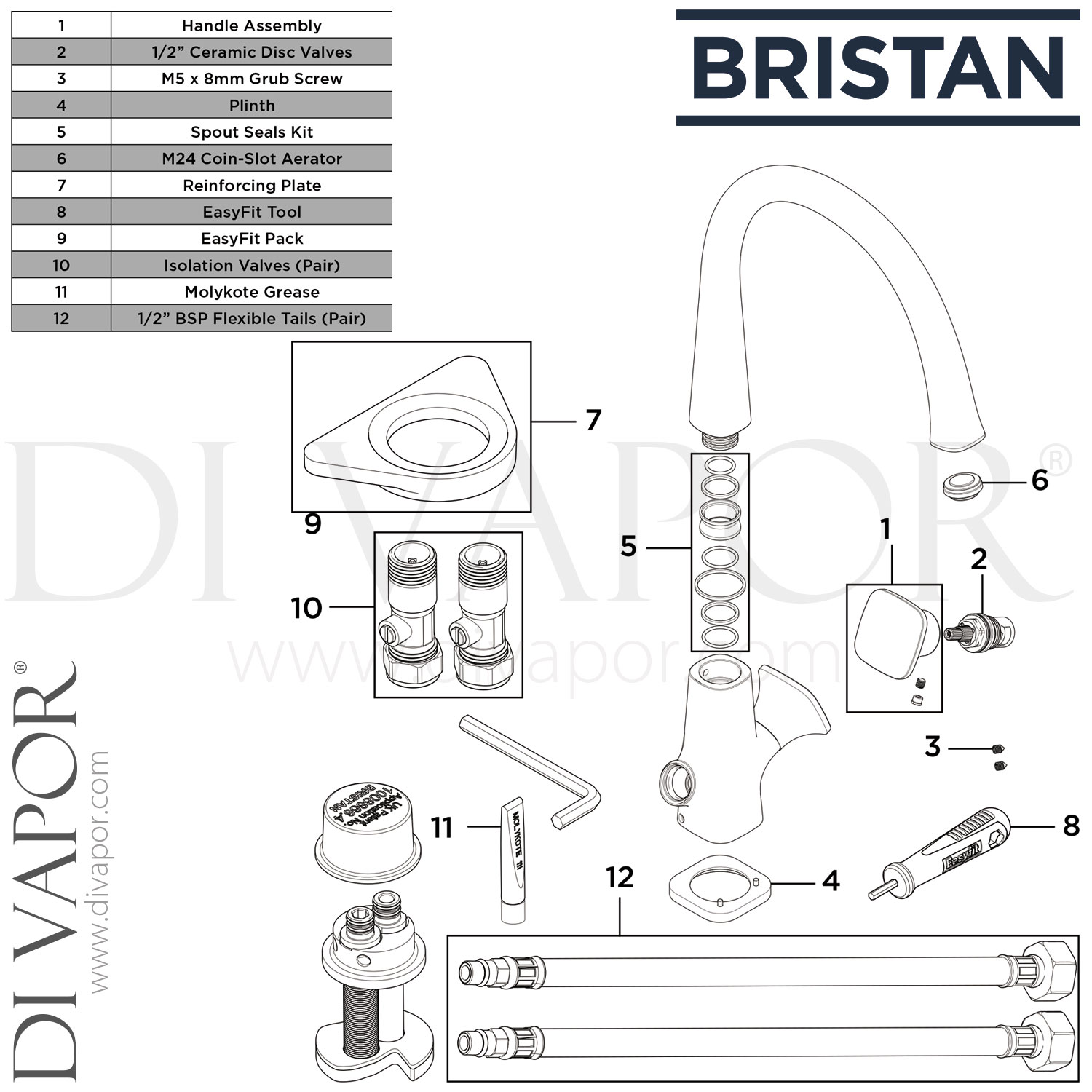 Bristan CRM EFSNK C TO Caramel Easyfit Sink Mixer Kitchen Tap Spare Parts
